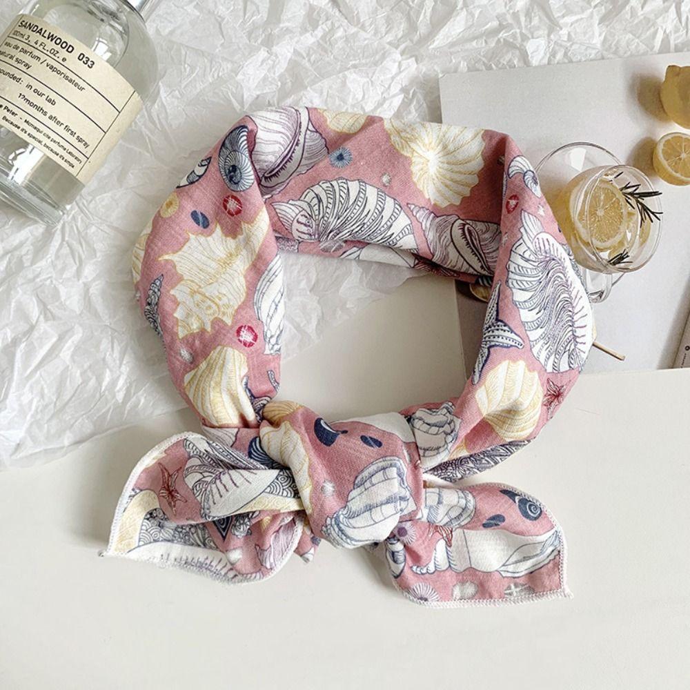 Солнцезащитные шарфы с цветочным принтом, шейный платок, шелковый шарф с принтом, модный маленький квадратный шарф, женский