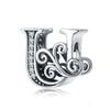 New 925 Sterling Silver 26 A -Z Floral Charm Beads Charm Bracelet Diy Women 'S Jewelry Accessory