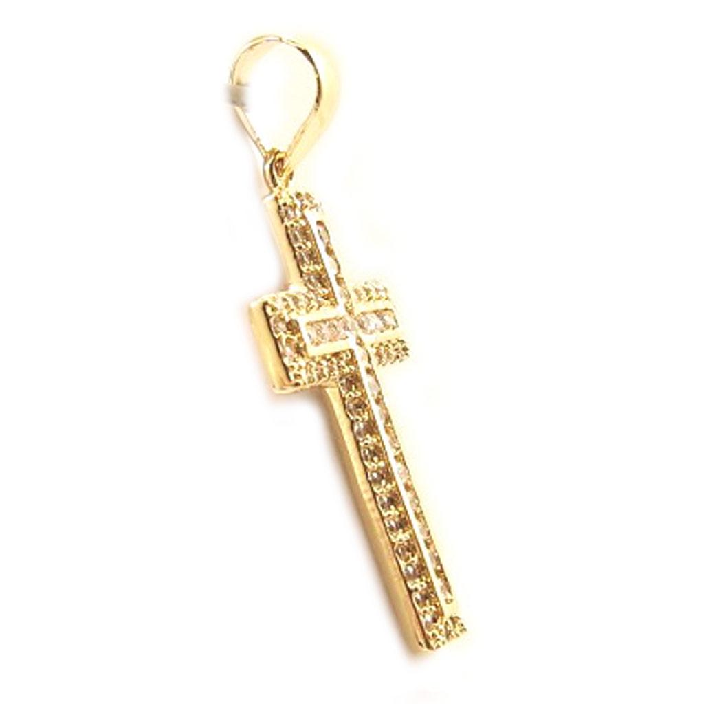 Les Trésors De Lily [L4644] - Gold Plated Pendant 'Cross' White Gold - 30x14 Mm