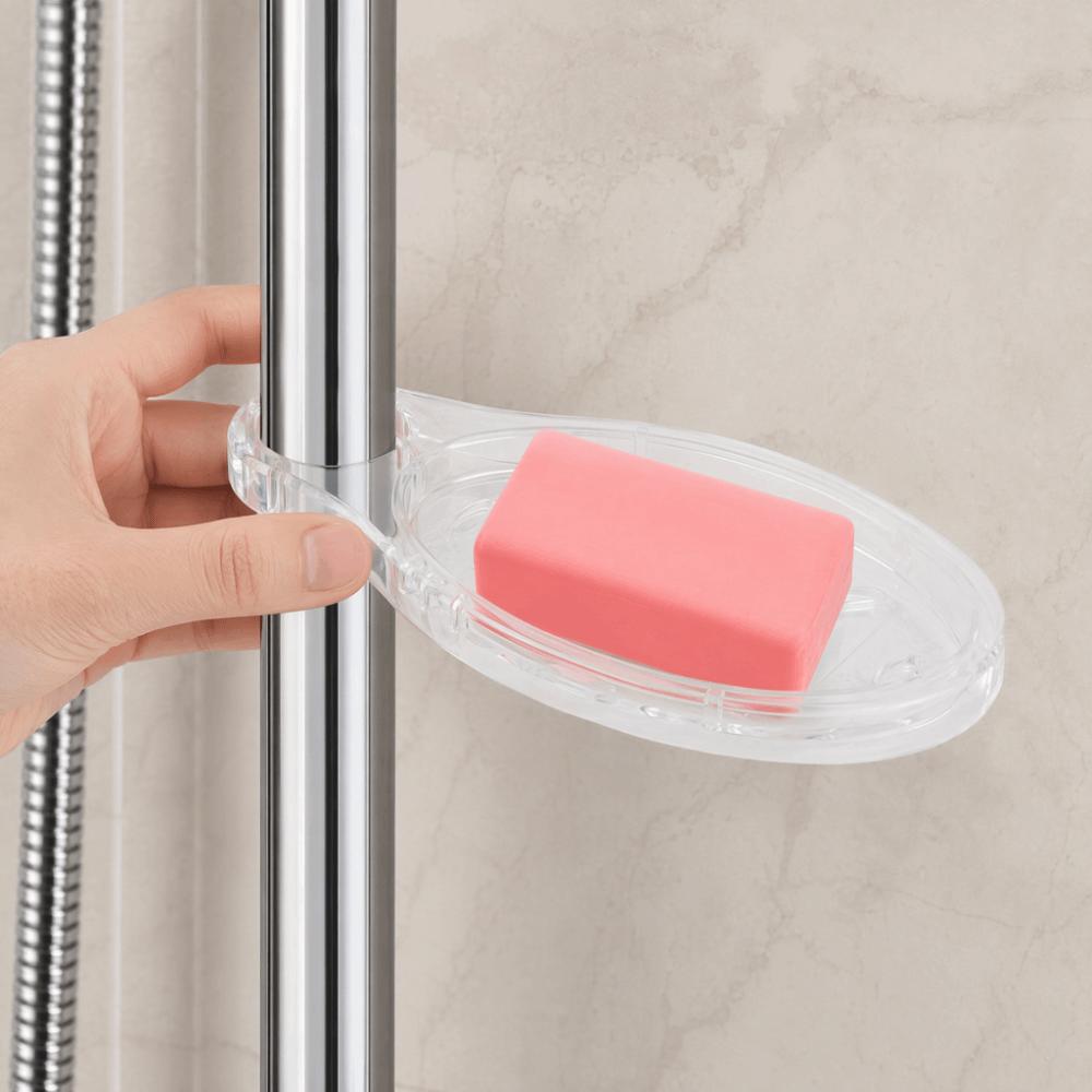 2 Pack Oval Shape Soap Holder Plastic Soap Storage Tray Easy Install Soap Rack Shower Rail