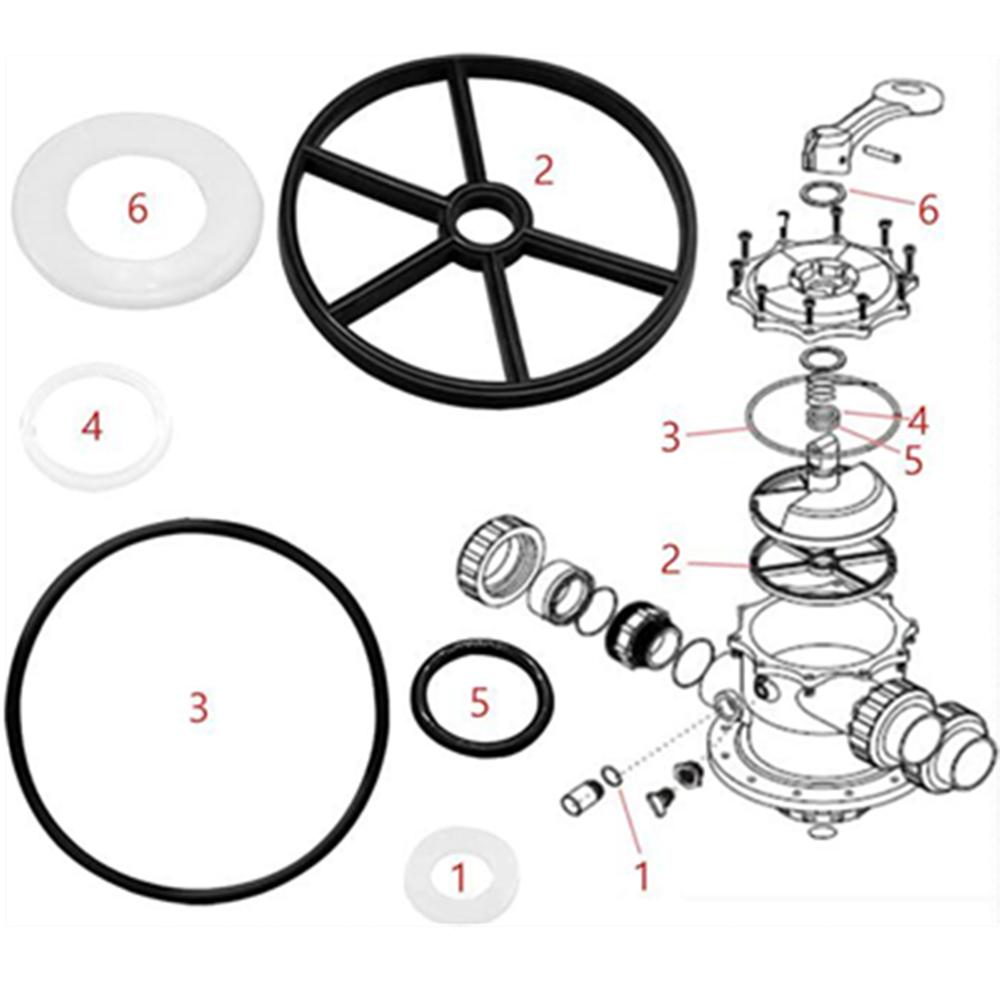 Multiport Pool Filter Valve Gasket Kit for Hayward 2" SP0715