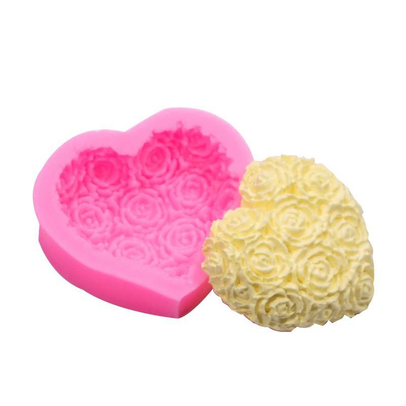 1Pc Heart Rose Flowers Shape Silicone Mould Diy Fondant Chocolate Soap Mold Candle Polymer Clay Molds Crafts Base Tool