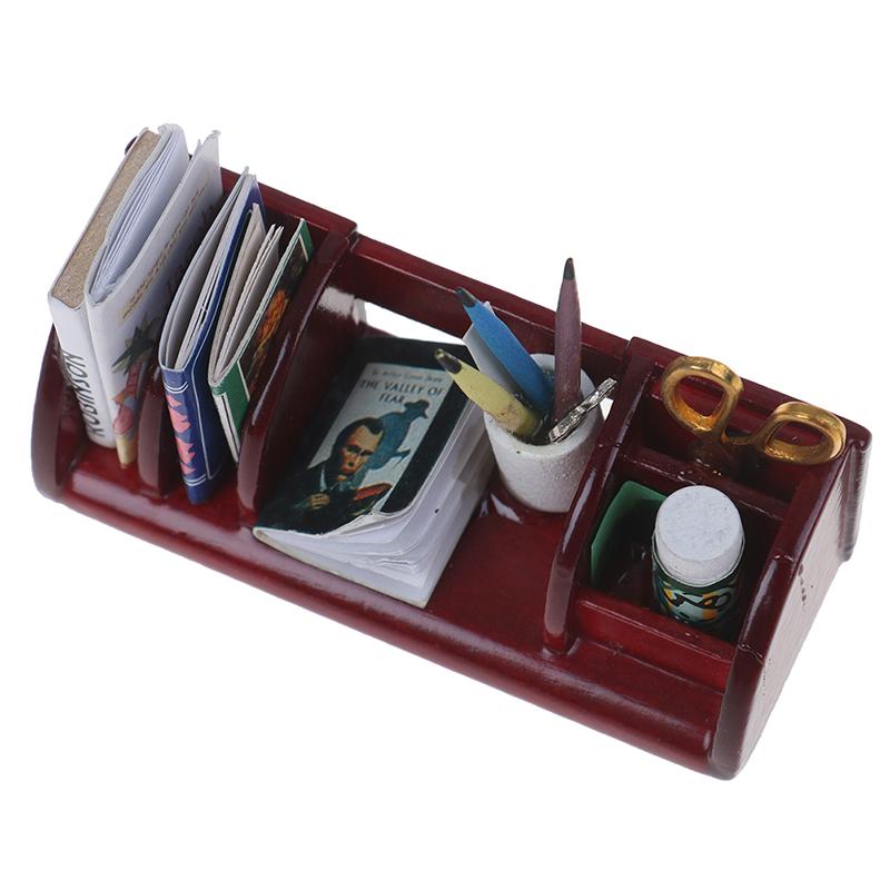 1:12 Doll House Miniature Wooden School Things Book Shelf Accessories