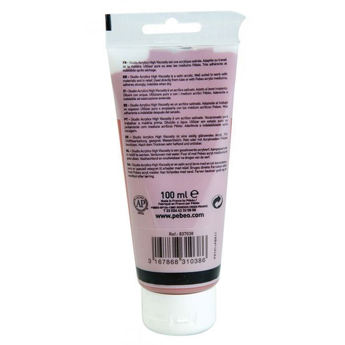 Peinture Acrylique - Pébéo - Studio - Sienne Brûlée - 100 ml - Satiné - Haute Viscosité