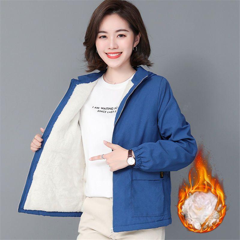 Женская флисовая куртка осень-зима короткая толстая теплая куртка на молнии свободное женское пальто с капюшоном размера плюс