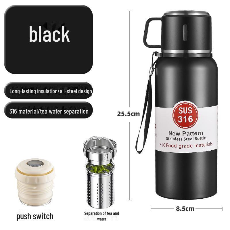 Мужская портативная термокружка из нержавеющей стали 316 большой емкости