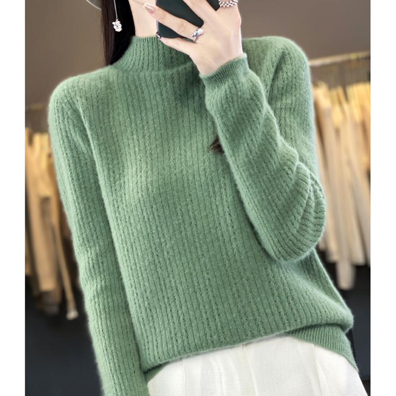 Женский свитер с полуводолазкой, кашемир Цинхэ, 30% кашемир, 70% шерсть, зимний вязаный пуловер, осенний свитер, кашемировый свитер