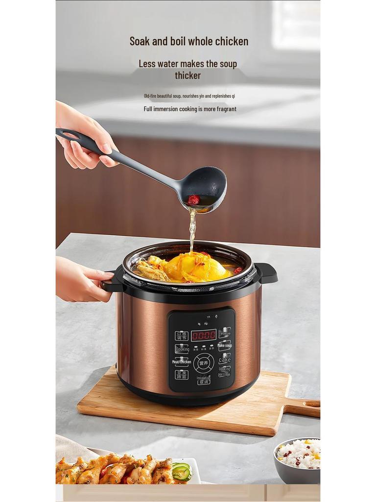 Smart Multifunctional Electric Pressure Cooker with Double Pot, Large Capacity for Stewing Meat, Porridge, and High-Pressure Rice Cooking.