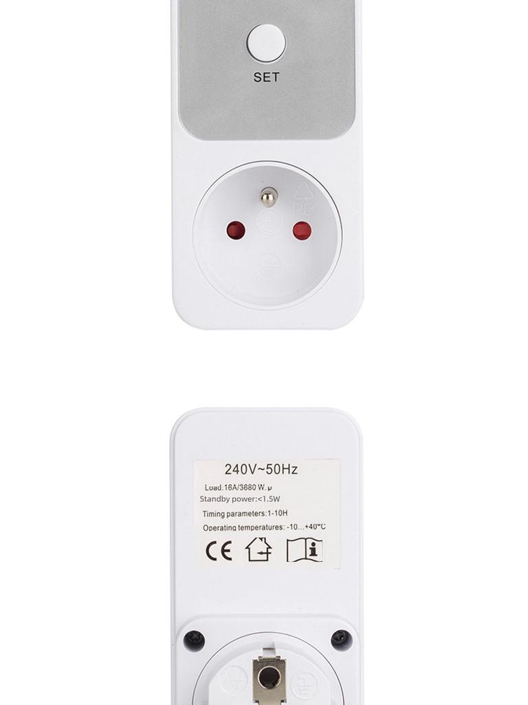 10-Hour Countdown Electric Bicycle Charging Socket Plug - EU/US/UK/FR/AU