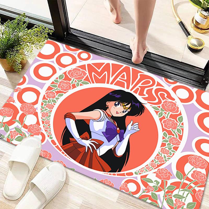Cute cartoon theme Sailor Moon Tsukino Usagi cartoon rug Multifunctional household anti-slip decorative door mat, outdoor floor mat, and carpet Y6