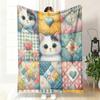 VIKAMA Patchwork Puppy Dog Flannel Throw Blanket Cute Dog Grid Collar Plaid Print Soft Warm Sofa Bedroom Home Decor