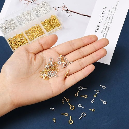 YBGGJO Screw Eyelets, Approximately 420 Pieces, with Individual Case, Craft Parts, Accessory Hardware, Handmade DIY Crafts (Set A)