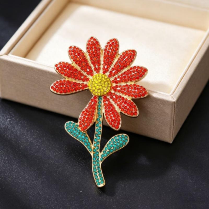 Decorative Rhinestone Flower Brooch for Women Girls Fancy Detail for Every Outfit