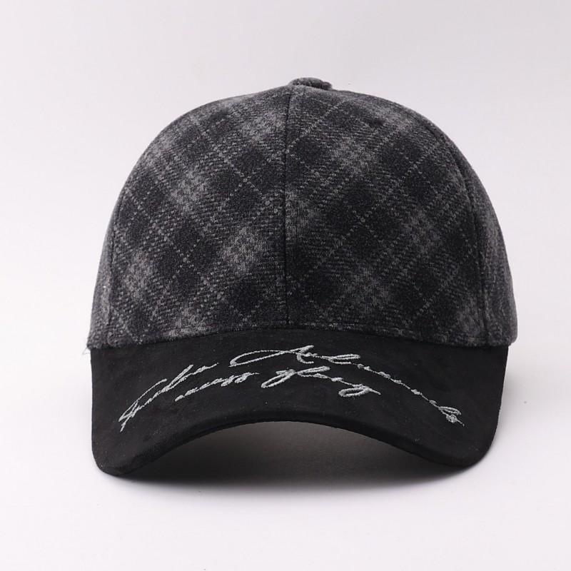 British Vintage Baseball Cap Suede Patchwork Embroidered Plaid Winter Warm Sun Hat