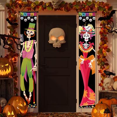 Хэллоуин Освещенные крыльца Знаки Баннеры Украшения Внутренние Dia De Los Muertos День мертвых Наружные Стены Двери Дуплет Декор