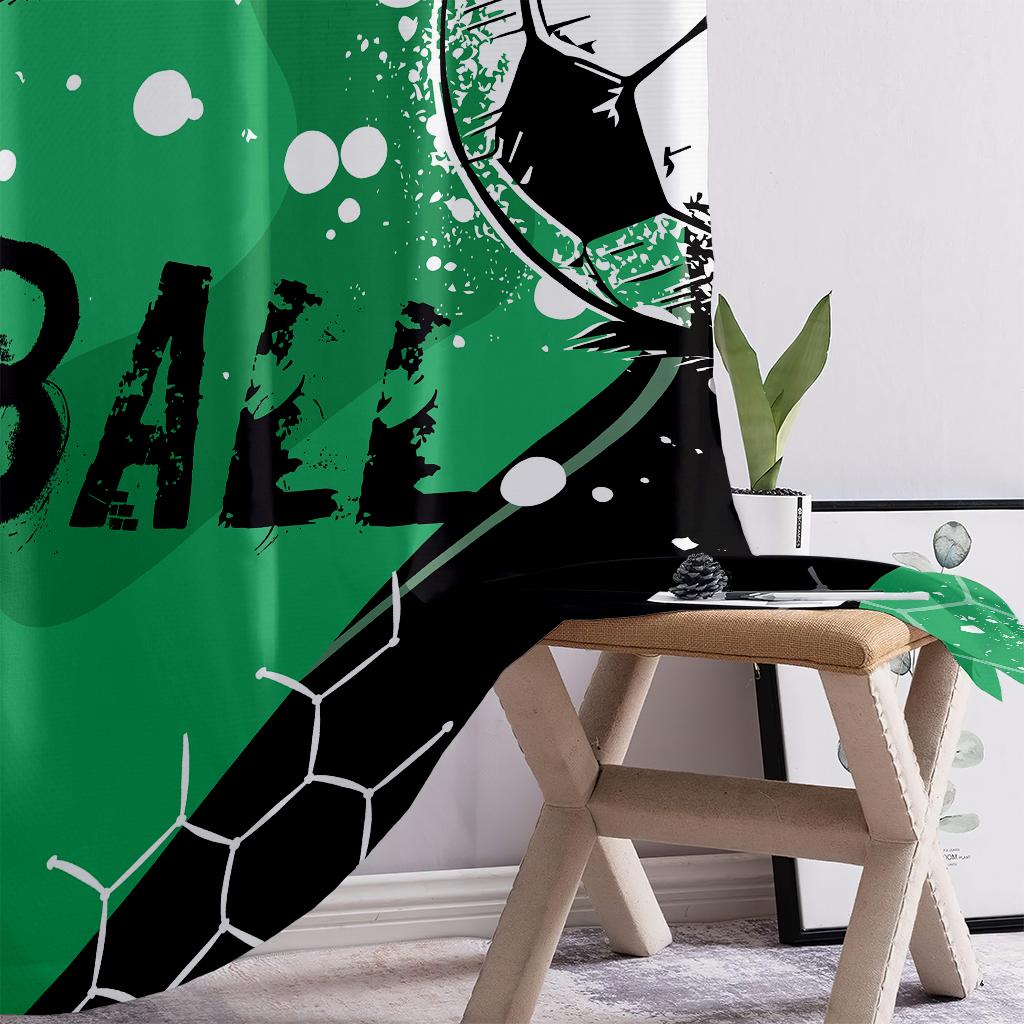 Cool Watercolor Green Football 3d Printed Curtains Suitable For Children's Room Study Bedroom Living Room Decorative Curtains