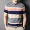 New Summer Men's Lapel Short-sleeved Polo Shirts Men's Tops Striped Color-blocked Cotton T-shirts