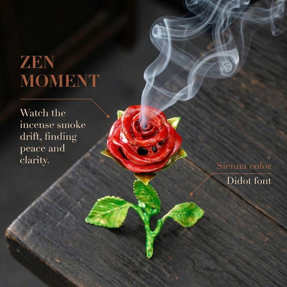 Romantic Handcrafted Metal Rose Burner Sturdy Traditional Incense Burner Heat-resistant Alloy Crafts Incense Holder Study Room
