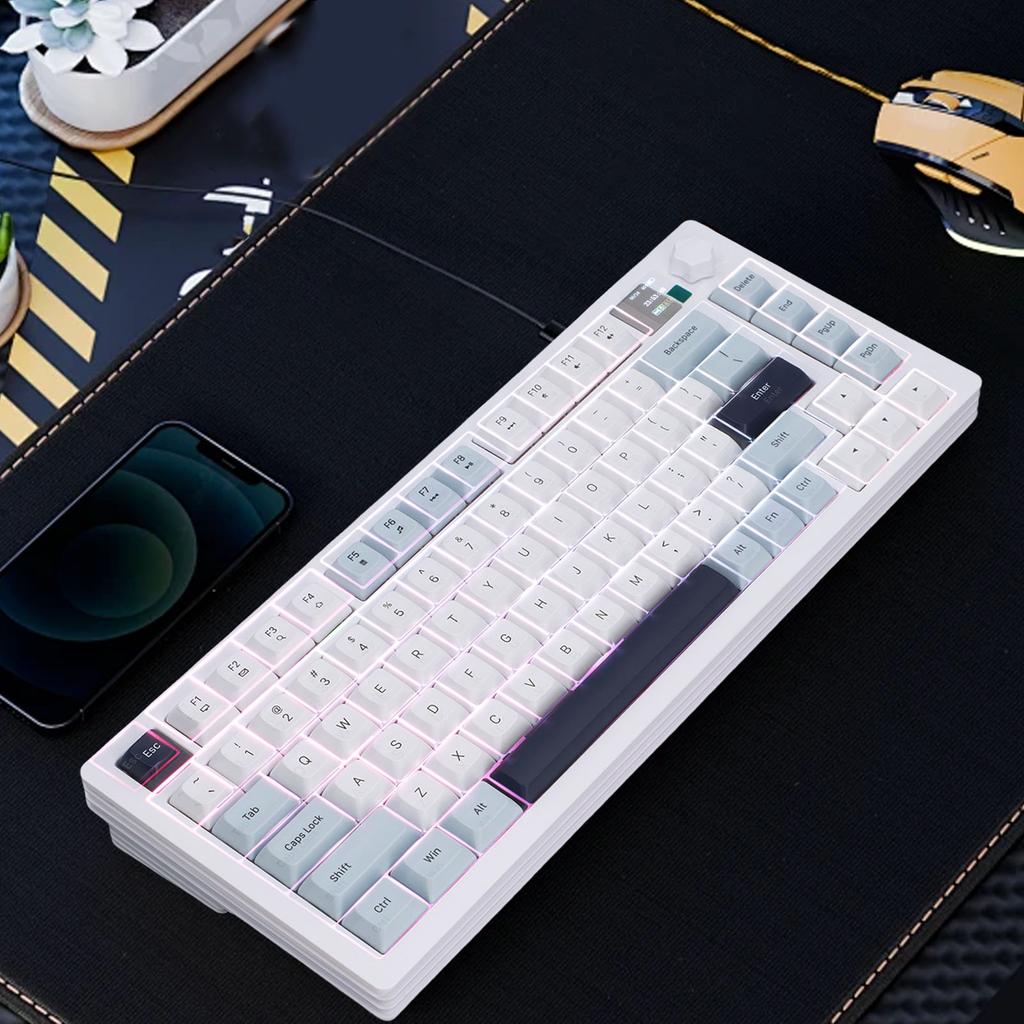 75 Wireless Mechanical Gaming Keyboard with Multimedia Display Crmy Sound Hot Swappable Pre Lubed Linr  es Gasket Structure RGB Backlit