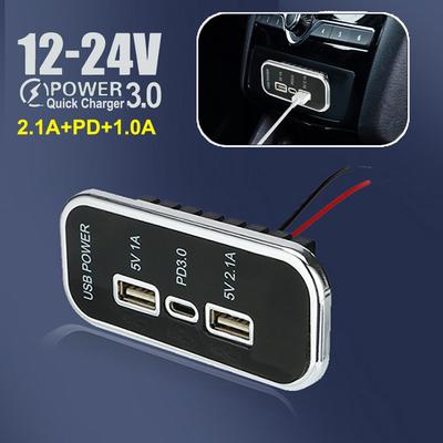 35,5 Вт Двойной USB-разъем для зарядного устройства 3,1 А 5 В PD Тип C Панель для мотоцикла, грузовика, квадроцикла, лодки, автомобиля, автофургона, автобуса, адаптера питания, разветвителя розетки