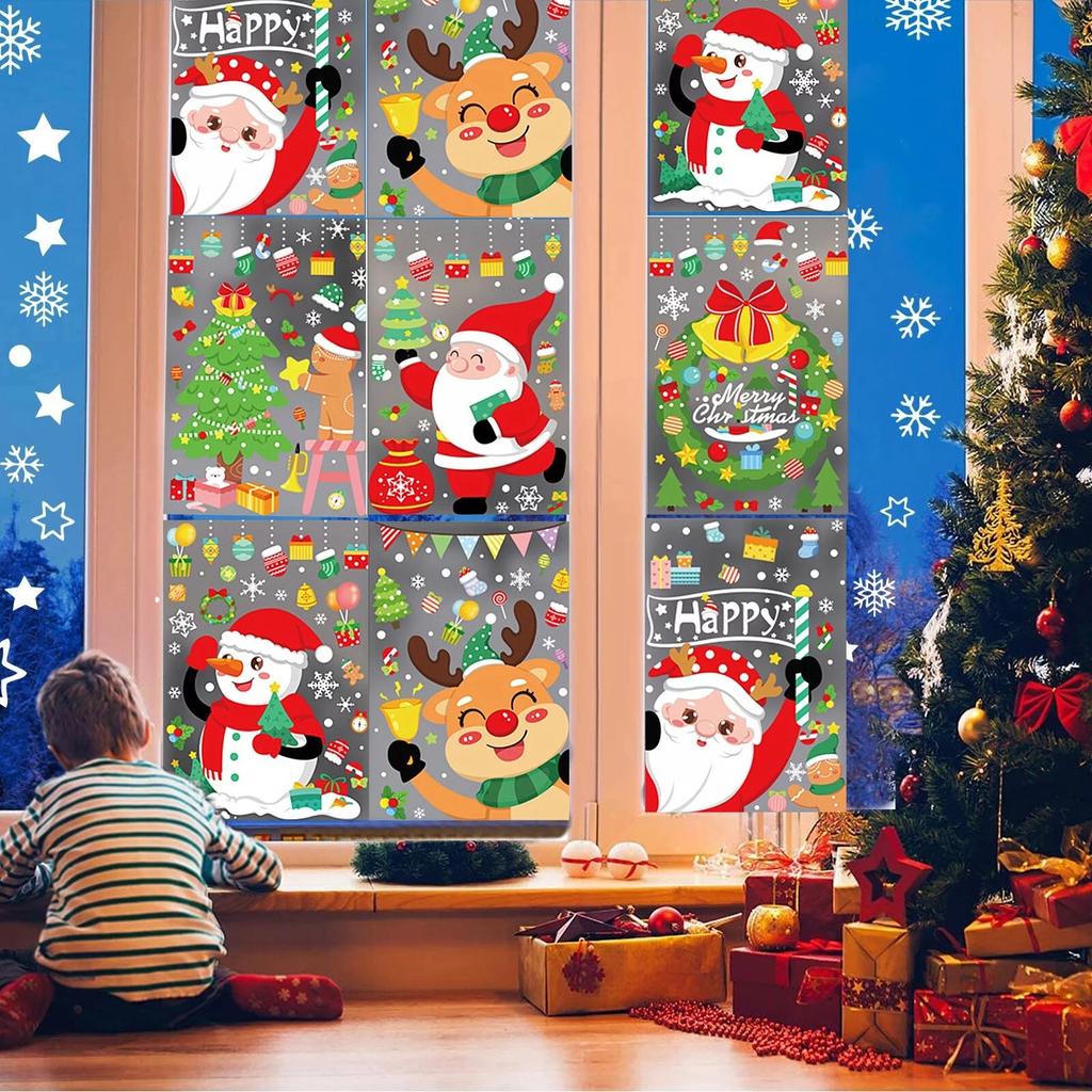 Christmas Decorations Snowman Elk Window Stickers Merry Christmas Static Stickers Christmas Shopping Mall Glass Window Decoration