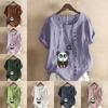 Women's Fashion Panda Prined Round Neck Short Sleeve T-shirt Casual Cotton Linen Graphic Shirt Leisure Loose Summer Blouse Tops