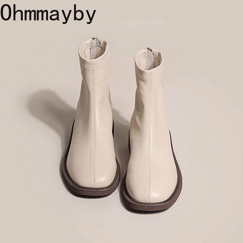 Fashion Autumn Winter Warm Fur Women Ankle Boots Fashion Elegant Soft Leather Shoes Casual Low Heel Women's Short Booties