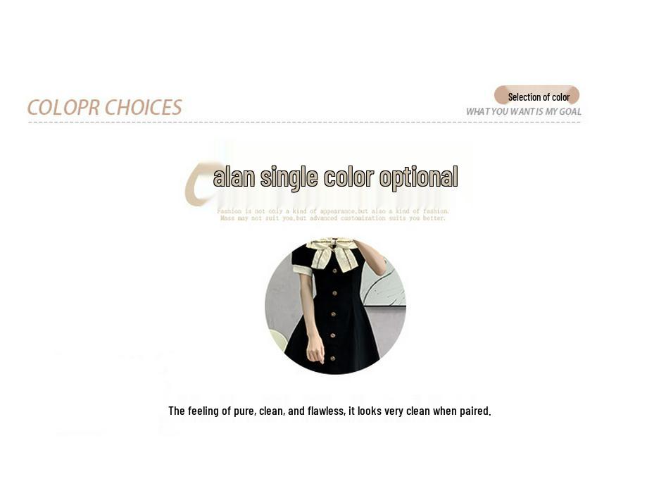 Plus Size French Bow Slimming Dress for Pear-Shaped Women - Niche Design Skirt