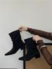 Frosted Suede Western Cowboy Boots Women's Retro Thick Heel Medium Boots High Heel Sleeve Stacking Boots