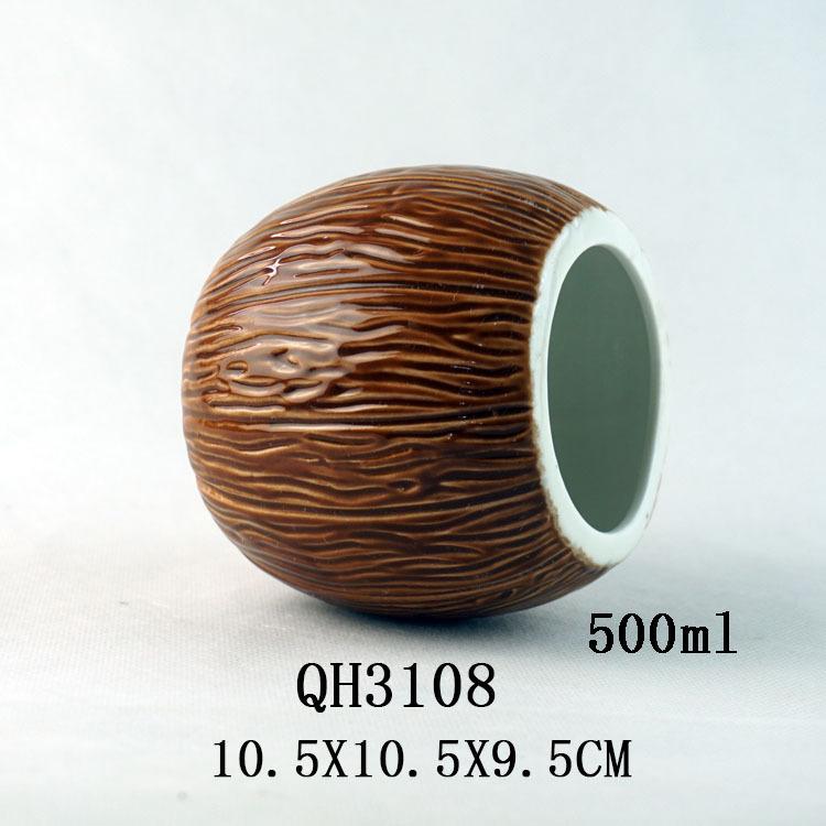 Strictly Selected Ceramic Coconut Cup Fruit Shape Coffee Cup Coconut Shell Tiki Totem Cup Relief Coconut Juice Cup Mug