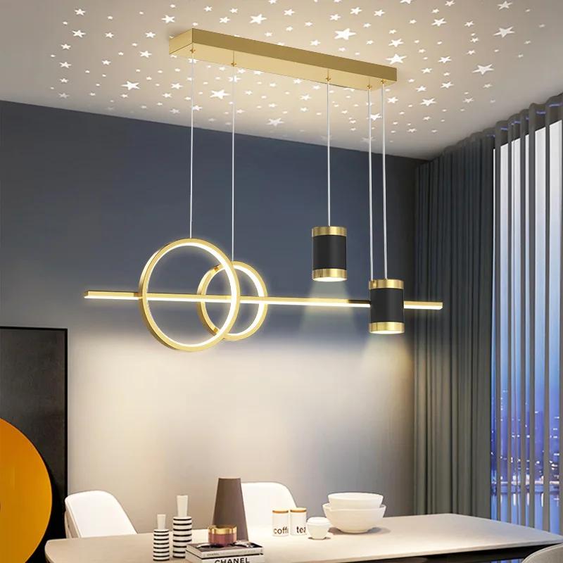 Светодиодная люстра Nordic Starry Sky, светильники для современного обеденного стола, подвесные светильники, роскошный минималистский длинный бар для внутреннего использования