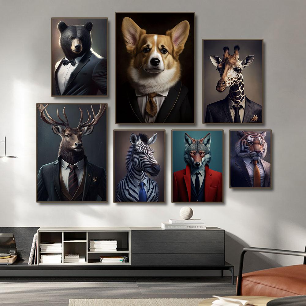 Плакат с аватаром человеческого животного, костюм льва, жирафа, зебры, лисы