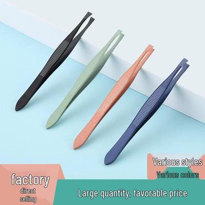 Черные пинцеты для бровей из нержавеющей стали: Прямая, Косая, Горизонтальная полоса для отделки и выщипывания