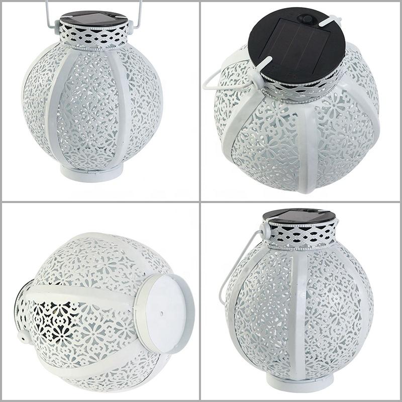 Светодиодный солнечный полый проекционный фонарь из кованого железа, солнечный подвесной светильник, украшение для сада, садовый двор, открытый