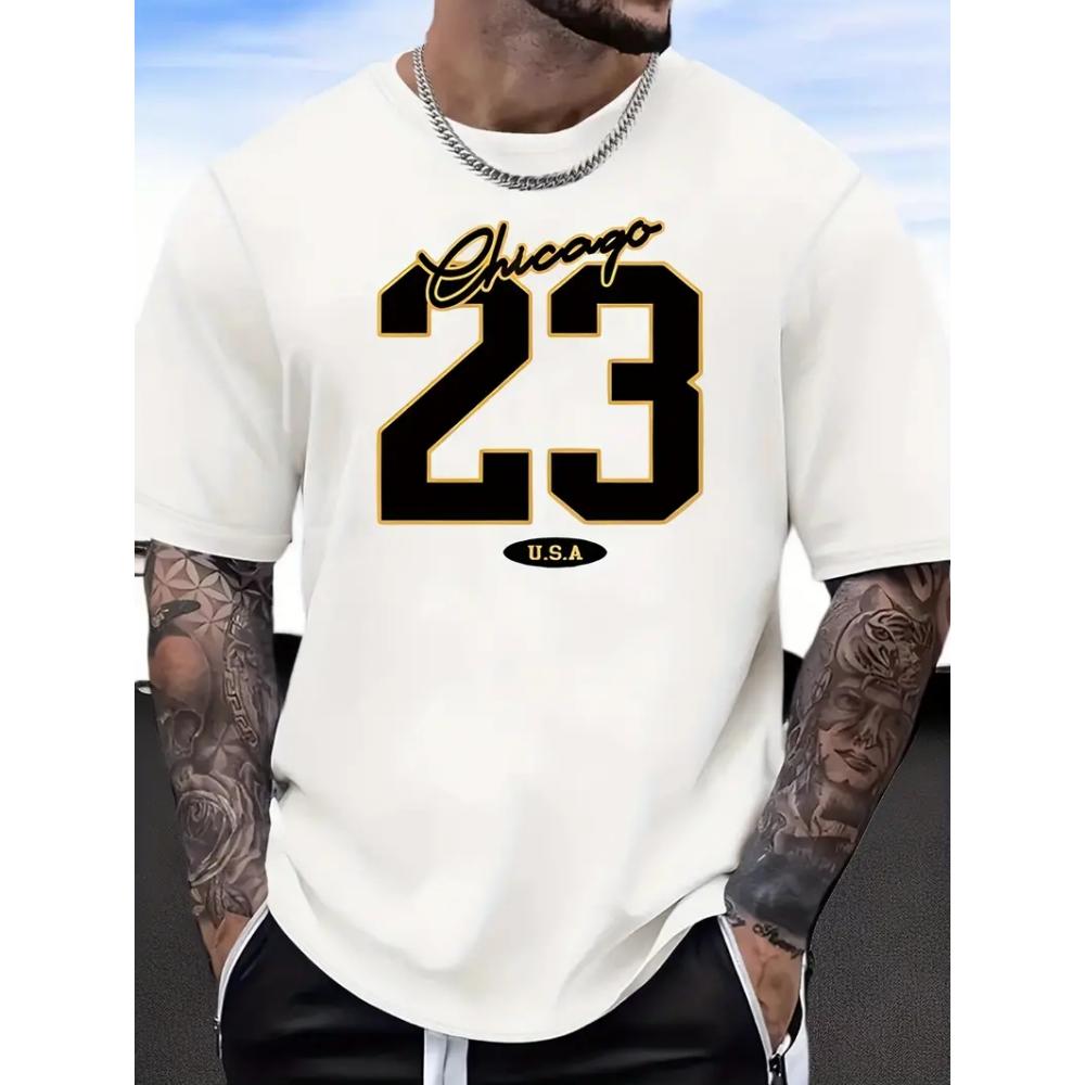 Men's T-Shirt 3d 23 Digital Pattern T Shirt Tops Summer Short Sleeved Tees Simple Casual Street Clothing Men Fashion Blouse