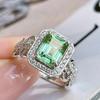 Huitan Роскошные модные зеленые кольца с геометрическим узором CZ для женщин, новые роскошные женские кольца, свадебный подарок, модные ювелирные изделия
