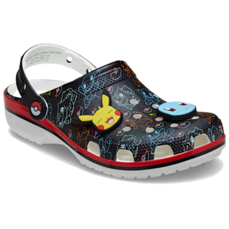POKEMON x Crocs Classic clog Удобные и стильные дырчатые туфли для мужчин и женщин в черном цвете.