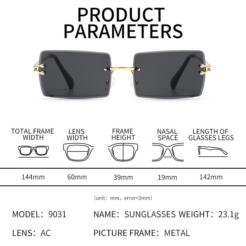 Популярные очки с антибликовым покрытием, солнцезащитные очки без оправы, высокое качество, модные женские модные очки UV400, прямоугольные, поставка