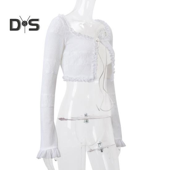 Женский сексуальный комплект из двух мини-юбок с низкой талией, многоуровневая юбка с оборками, короткий расклешенный топ с длинными рукавами и завязками, комплект для вечеринки и клуба