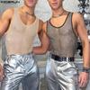 Летний тонкий мужской прозрачный жилет из сетчатой ​​пряжи Клубная одежда Топы для вечеринок