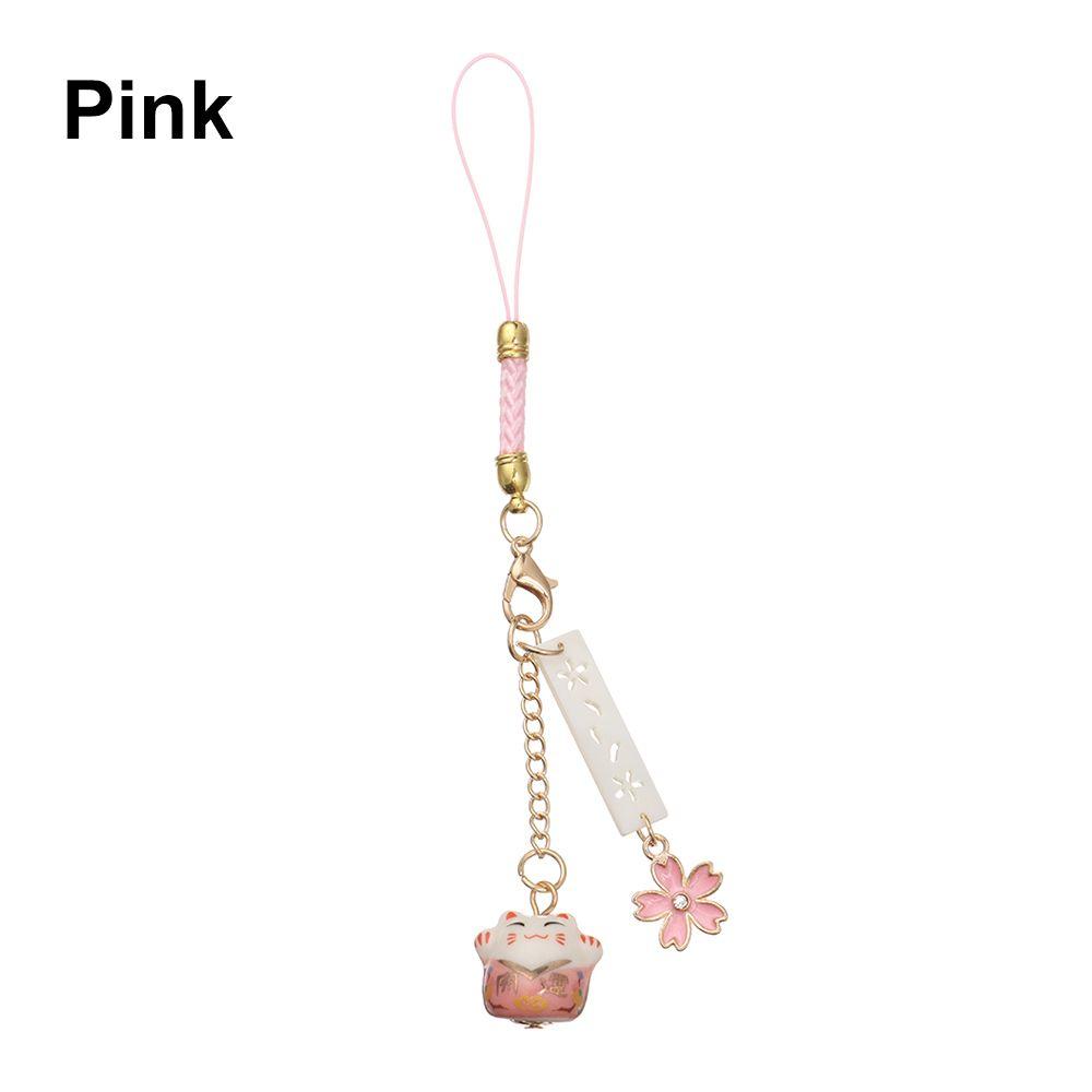 Lucky Cat Anti-lost Lanyard Phone Strap Lanyard Sakura Lucky Cat Phone Lanyard Keychain Wrist Rope