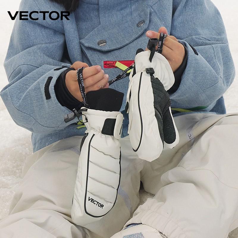 Kids Ski Gloves Half-Finger Detachable Design Waterproof Windproof Thermal Lined Mittens Children Ages 10-15