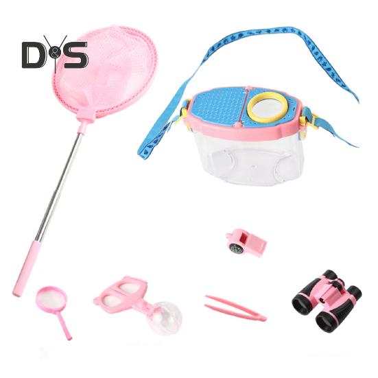 1 комплект ловцов животных с коробкой для просмотра, телескопическая сетка, бинокль, зажим, пинцет, увеличительное стекло, свисток для детей, исследование природы, животных