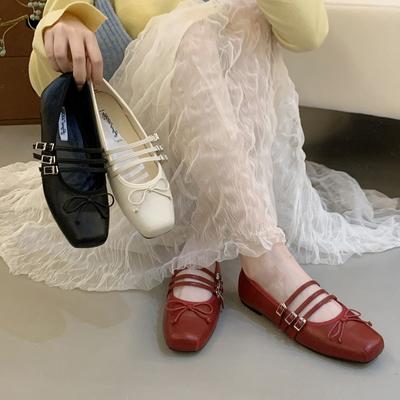 Мода Bailamos Совершенно новые женские балетки Мягкие балетки На плоском каблуке Повседневные балетки Модные туфли Мэри Джейн с квадратным носком и неглубоким вырезом
