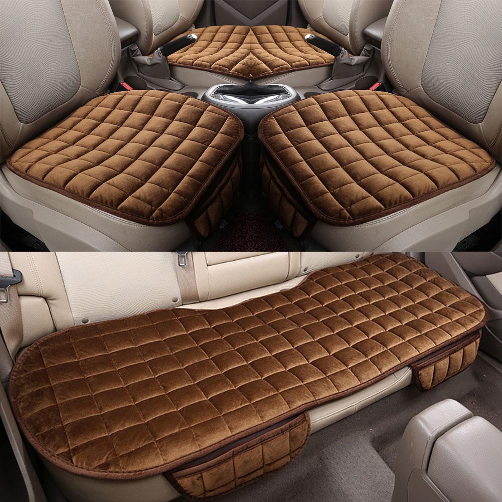 Cars Auto Parts Seat Car Cover Cushion Warm Set with Storage Pocket Anti-Slip 3Pcs Plush Winter