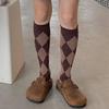Fashion Plaid Streetwear Thigh High Stockings Women Cotton Long Socks Vintage Harajuku Japanese School Students Knee High Socks