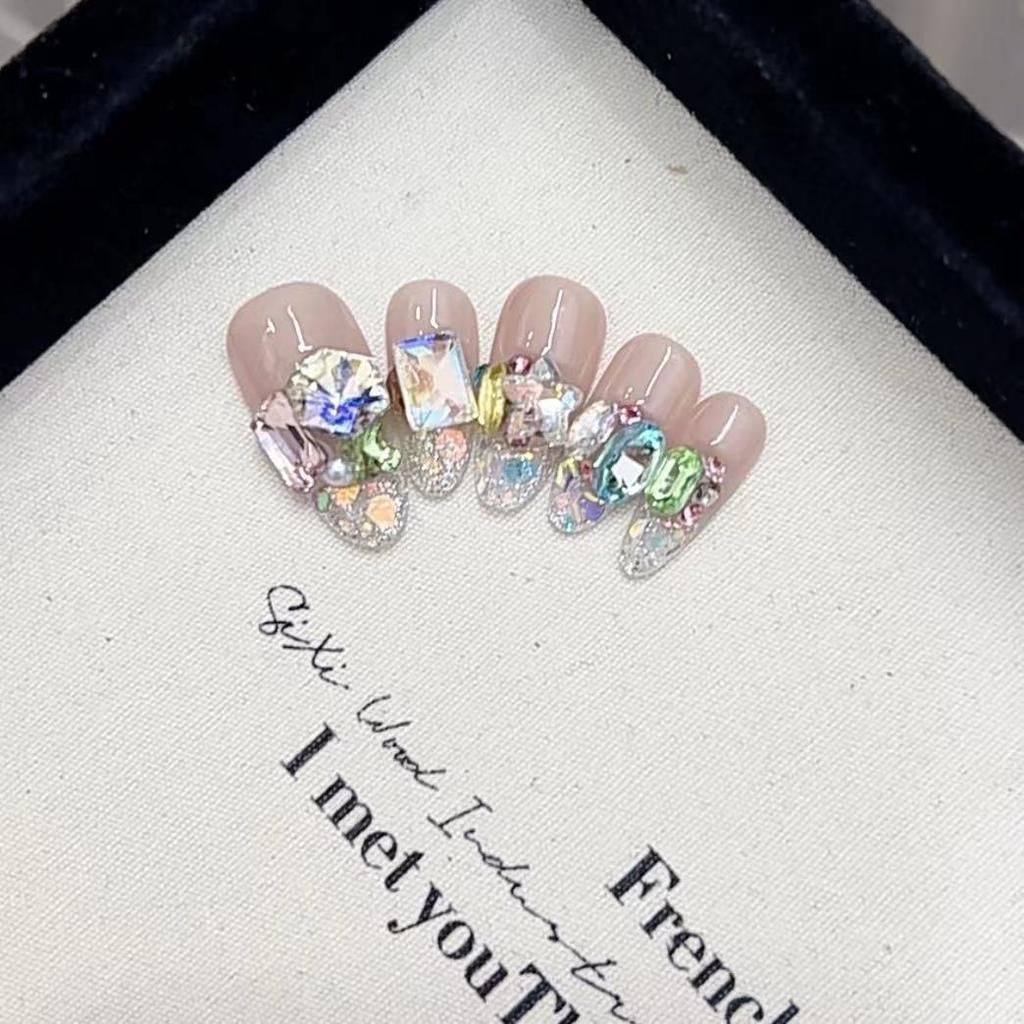 Pure Hand-made Phototherapy Wearable Candy Soda Finished Product Reusable Nail Art Patches Can Be Removed