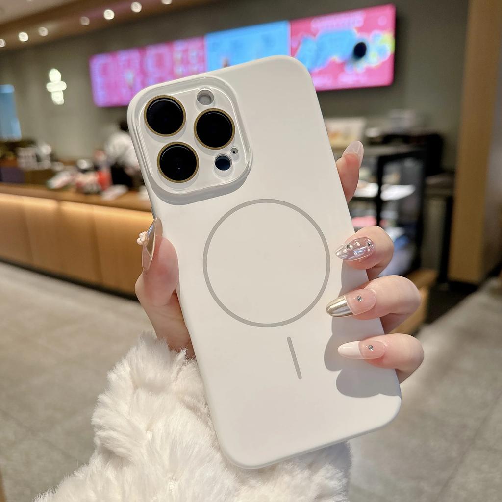 Жидкий силикон для Magsafe Защитный чехол для стеклянных линз для iPhone 17 16 14 13 11 12 15 Pro Max Plus Магнитная беспроводная зарядка Чехол