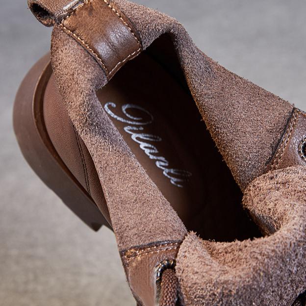 Johnature Женская обувь. Короткие ботинки из натуральной кожи. Повседневные однотонные универсальные ботинки на шнуровке.