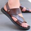 Мужские сандалии для внешней торговли, летние кожаные сандалии на тонкой подошве, мягкие перфорированные туфли из легкой пены, повседневные, полностью из коровьей кожи, пляжные туфли, свободные, большого размера